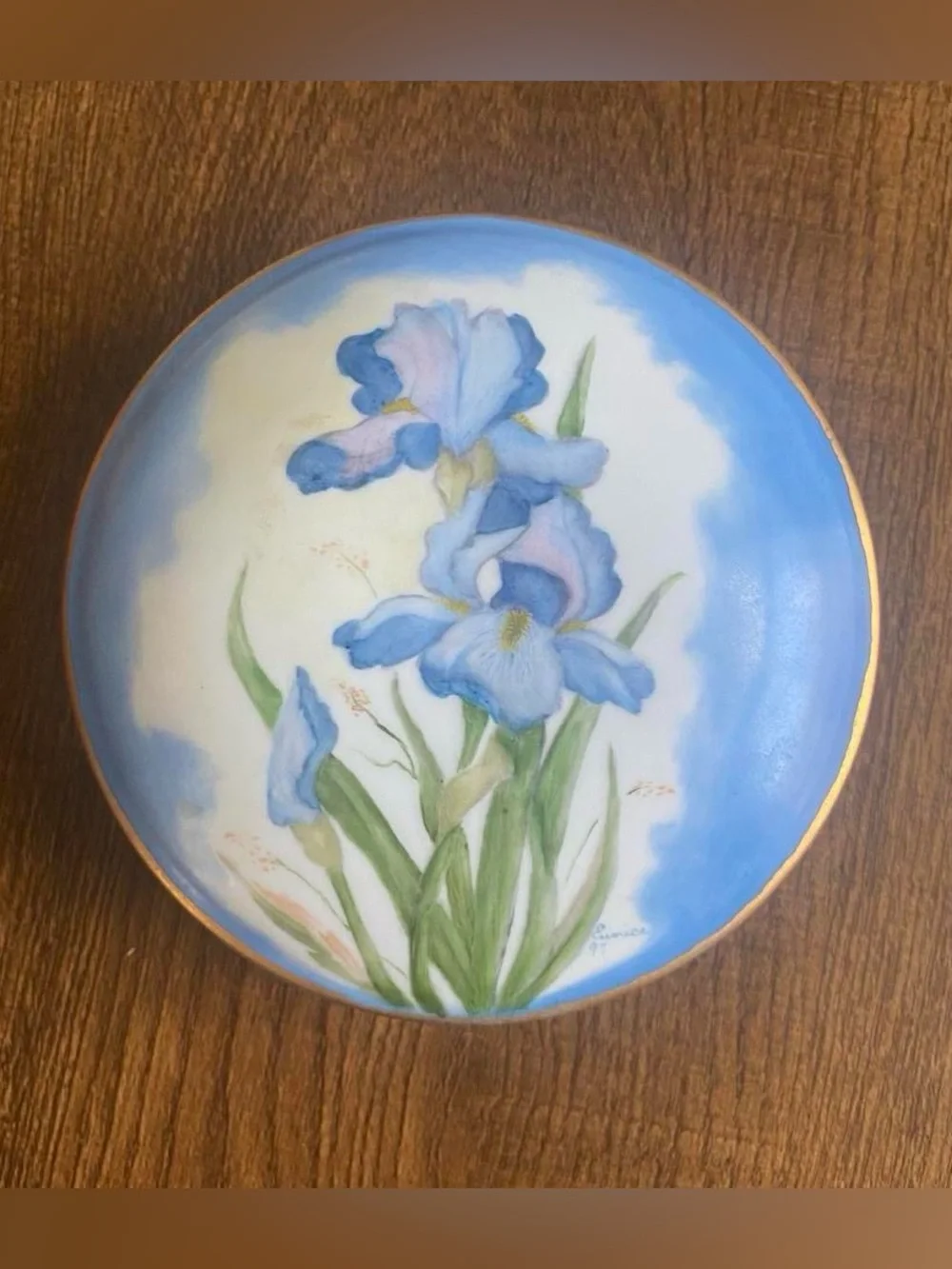 Vintage Ceramic Floral Trinket Dish With Lid